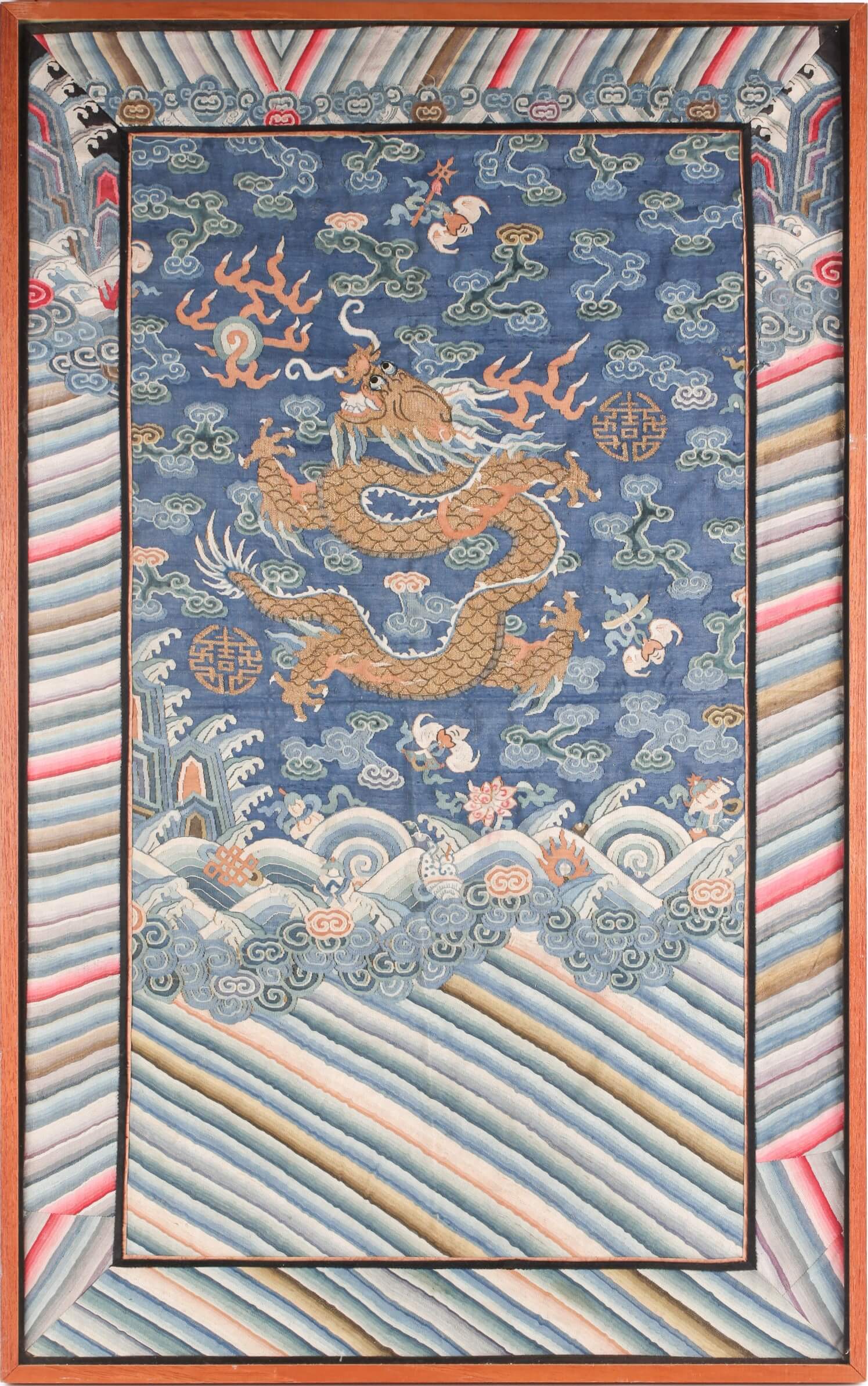Chinese kesi embroidered dragon panel